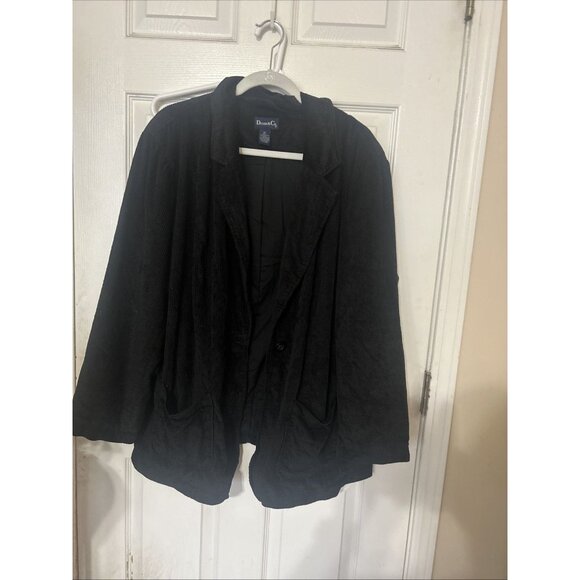Denim & Co. Ladies Plus Size 2X Black Corduroy Button Up Jacket Blazer - Picture 1 of 3